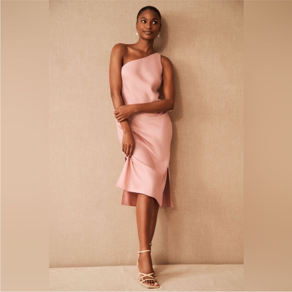 Nwt Bhldn Audrie Sedona Pink Bridesmaid One Shoulder Midi Dress Sz 16